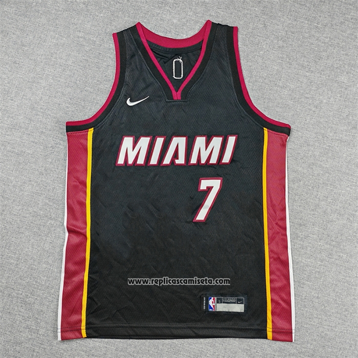 Camiseta Nino Miami Heat Giannis Antetokounmpo NO 7 Icon Negro